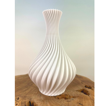 3D-geprinte witte vaas "spiral" | ⌀14xH22cm