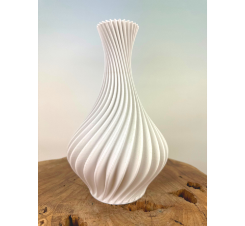 3D-geprinte witte vaas "spiral" | ⌀14xH22cm
