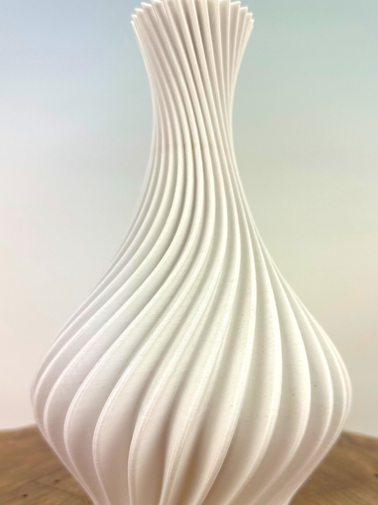 3D-geprinte witte vaas "spiral" | ⌀14xH22cm