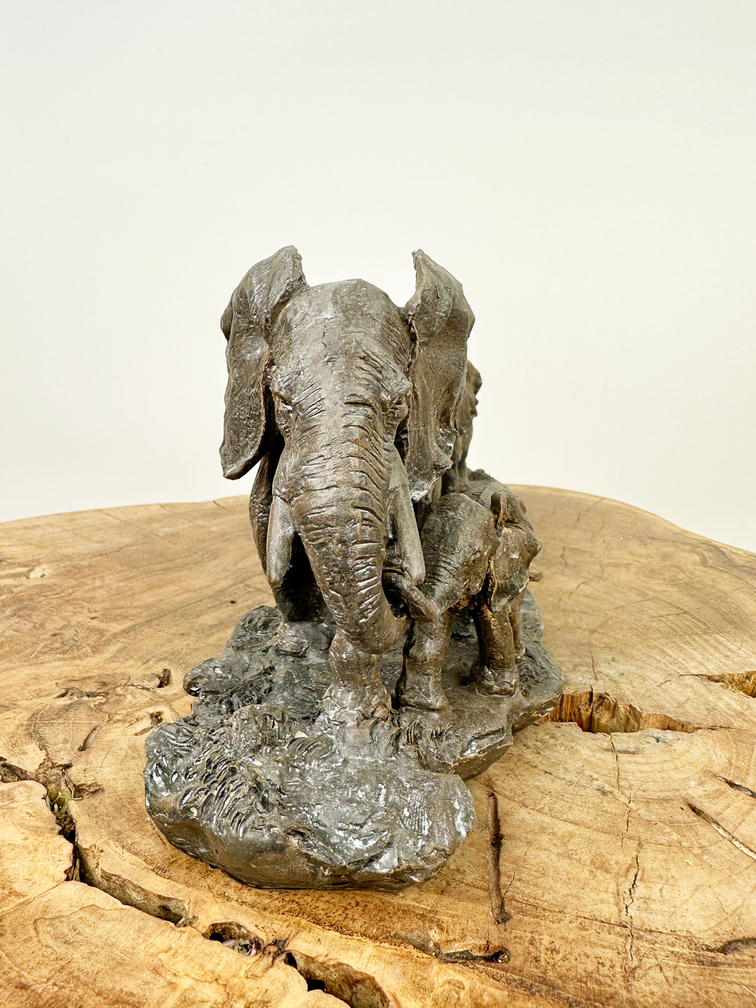 Olifant met haar jongen |  29x11x13cm