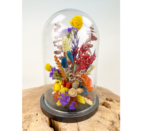 Middelgrote stolp met droogbloemen "Colourful Dream" | 17 x 25 cm