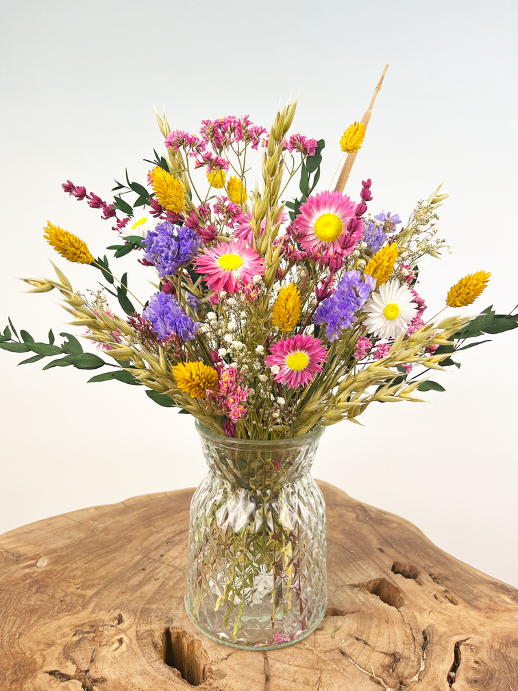 Droogbloemen boeket "The Happiness Bouquet" |  30cm - inclusief vaas