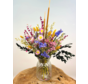 Droogbloemen boeket "The Happiness Bouquet" - inclusief transparante vaas | 35cm