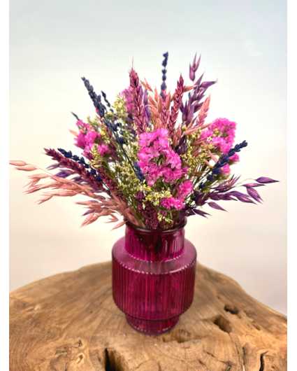 Droogbloemen boeket "Purple Crush" incl. vaas | 25cm