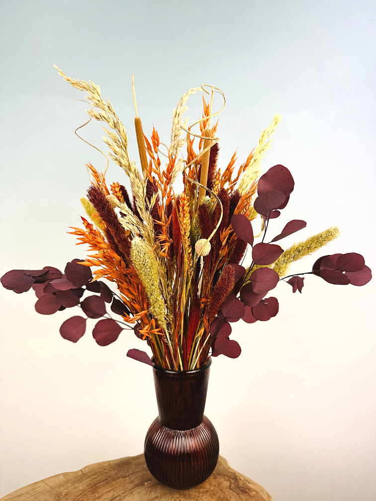 Droogbloemen boeket "Rustic Wonder" | 50cm - inclusief bruine vaas