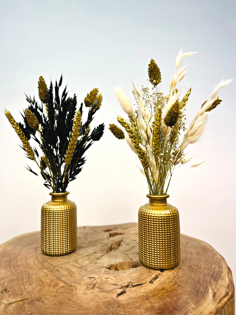 Mini-droogboeket "Golden Winter" (Small) inclusief vaasje | 25cm