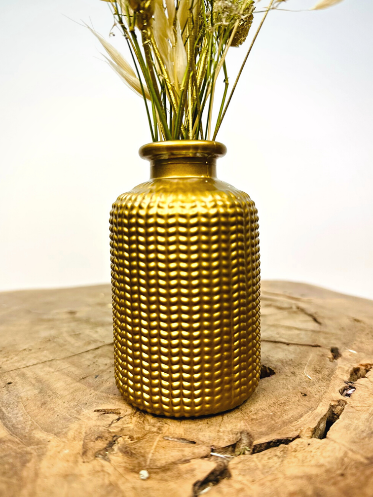 Mini-droogboeket "Golden Winter" (Small) inclusief vaasje | 25cm