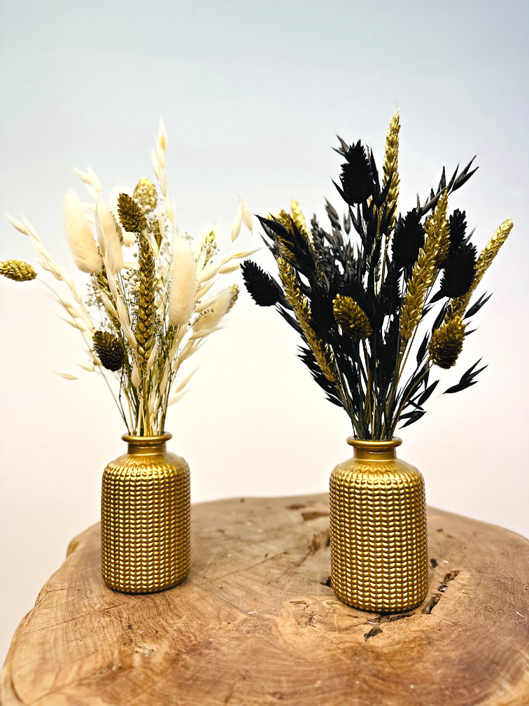 Mini-droogboeket "Golden Winter" (Small) inclusief vaasje | 25cm