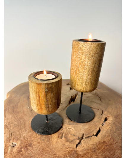 Waxinelichthouder set | Mango Hout