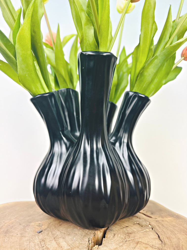 Kunstboeket "Tulpen uit Amsterdam" (21 stuks) - inclusief zwarte vaas | 45cm