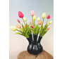 Kunstboeket "Tulpen uit Amsterdam" (21 stuks) - inclusief zwarte vaas | 45cm
