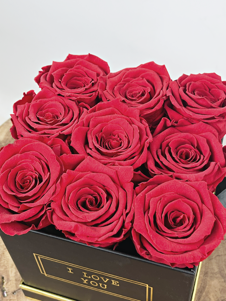 Luxe Longlife Rozenbox (9 rozen) - "rood"