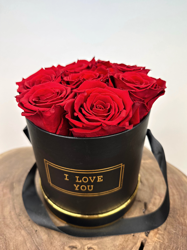 Luxe "I Love You" Rozenbox (met 7 longlife rozen) - "rood"