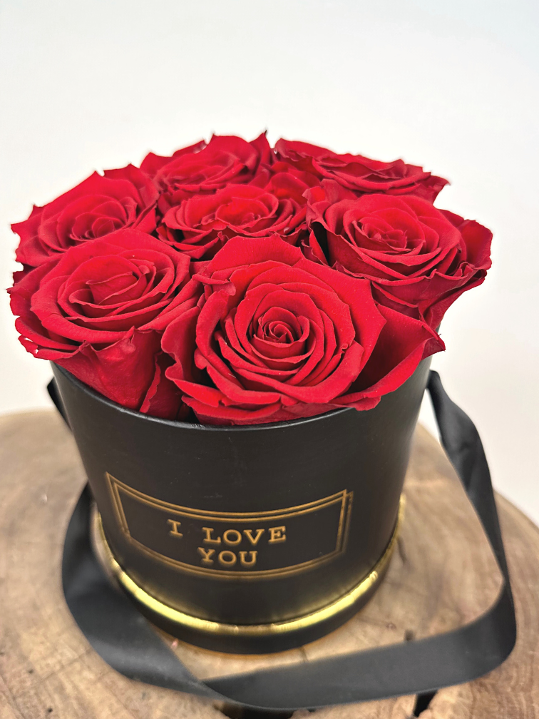 Luxe "I Love You" Rozenbox (met 7 longlife rozen) - "rood"