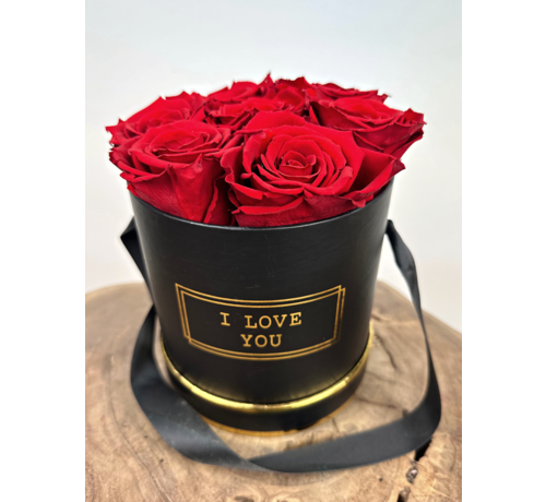 Luxe "I Love You" Rozenbox (met 7 longlife rozen) - "rood"