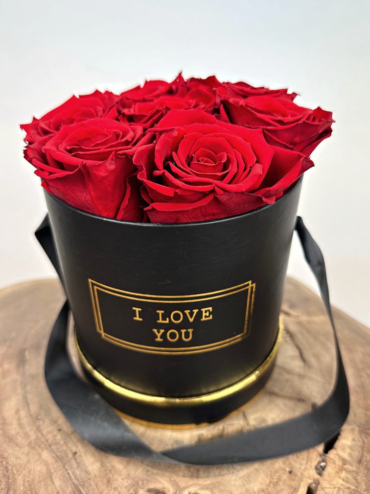 Luxe "I Love You" Rozenbox (met 7 longlife rozen) - "rood"