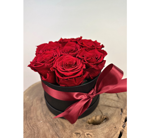 Rozenbox met 7 stuks rode "Longlife rozen"