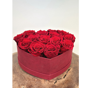 Longlife Rozenbox 'hart' (14 stuks rozen)