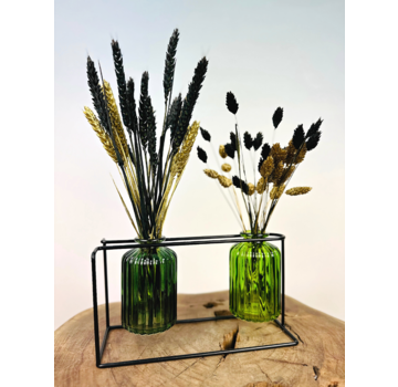 Decoratief Setje Droogbloemen - groen/zwart | ⌀22x30cm