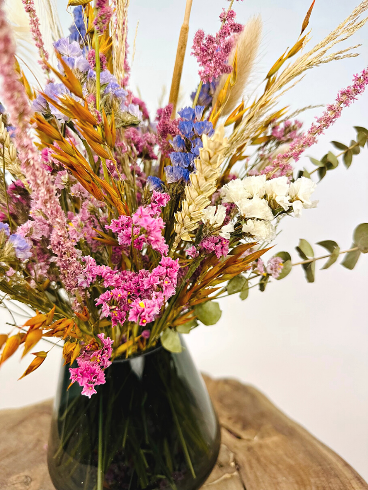 Droogbloemen boeket "Happy December mini" - inclusief vaas | 40 cm