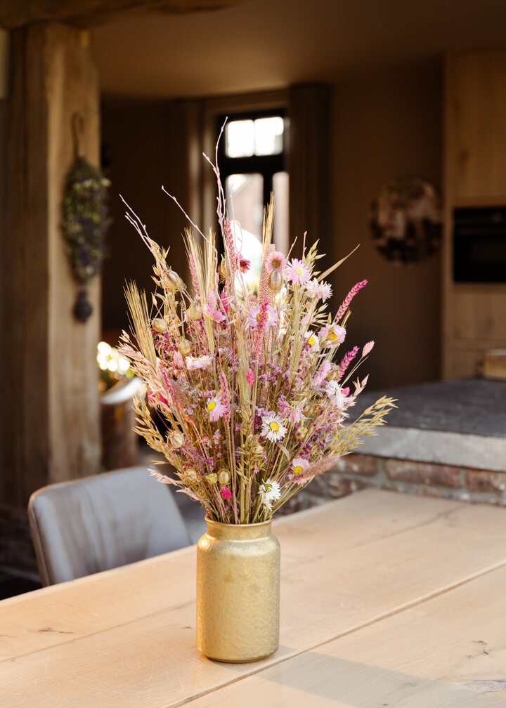 Droogbloemen boeket "Golden Pink" | 50cm