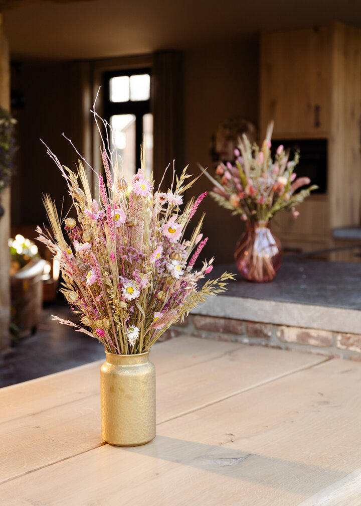 Droogbloemen boeket "Golden Pink" | 50cm