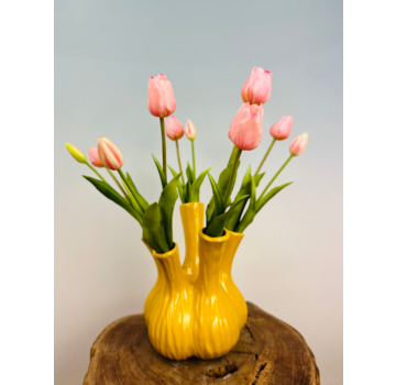 Kunstboeket "Tulpen uit Amsterdam" (10 stuks) - 45cm | incl. vaas