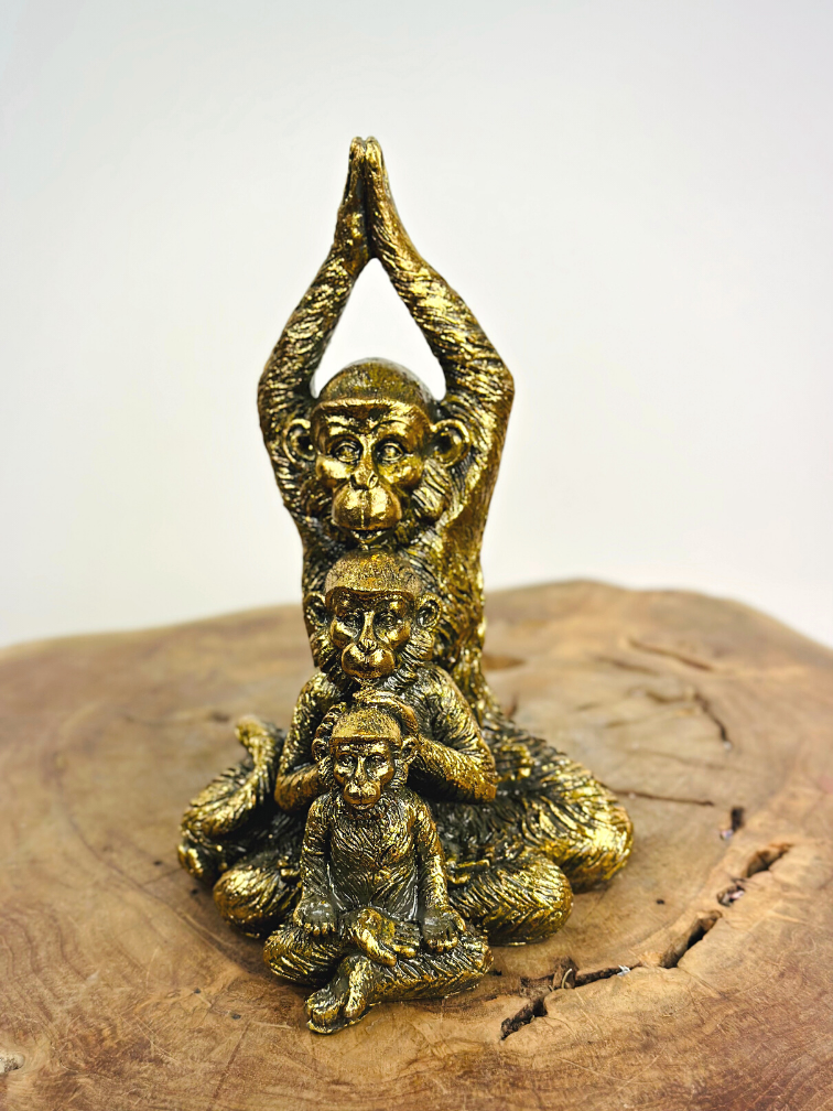 Gouden aap met jongen | 13x14.5x20.5cm | Droogbloemetjes.nl ...
