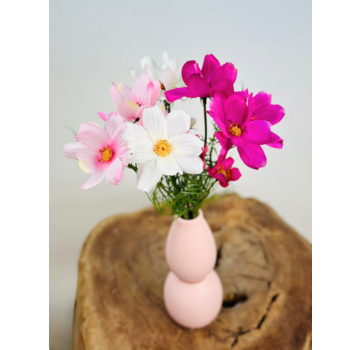 Mini zijden boeket "Lentebloemen" - incl. roze vaas | 40cm