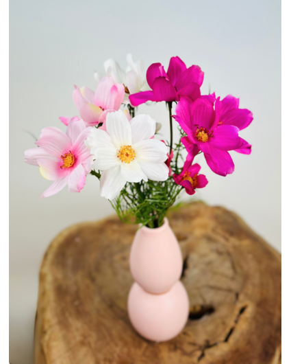 Mini zijden boeket "Lentebloemen" - incl. roze vaas | 40cm