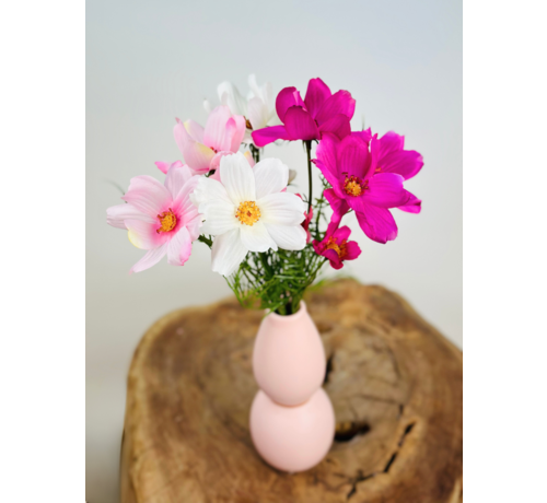 Mini zijden boeket "Lentebloemen" - incl. roze vaas | 40cm