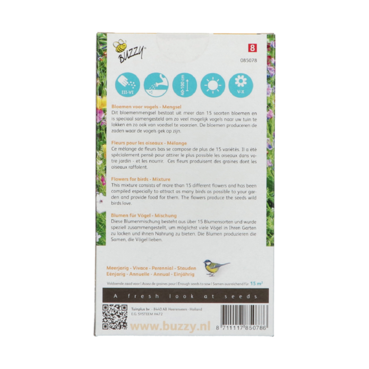 Buzzy® Friendly Flowers vogels laag 15m²
