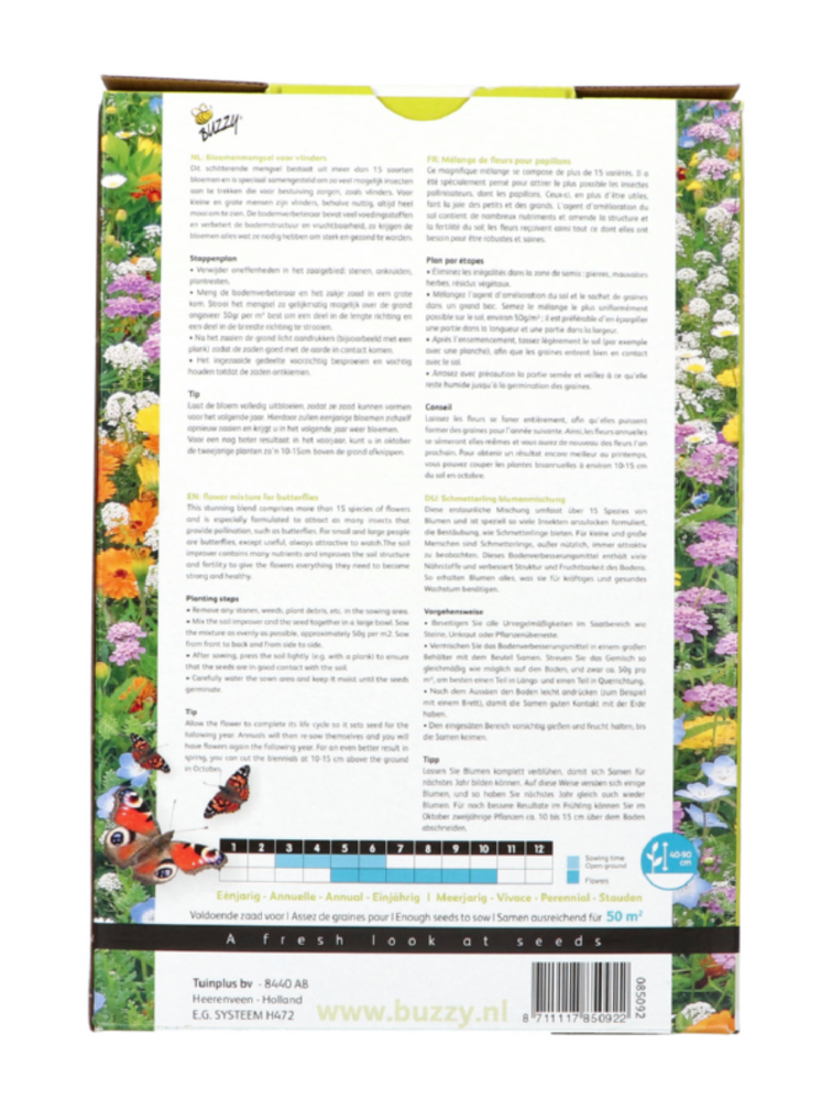 Buzzy® Friendly Flowers XL vlinders laag 50m²