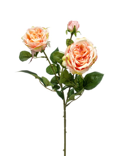 Zijden bloem "Rose" spray x3 peach/pink | 58cm