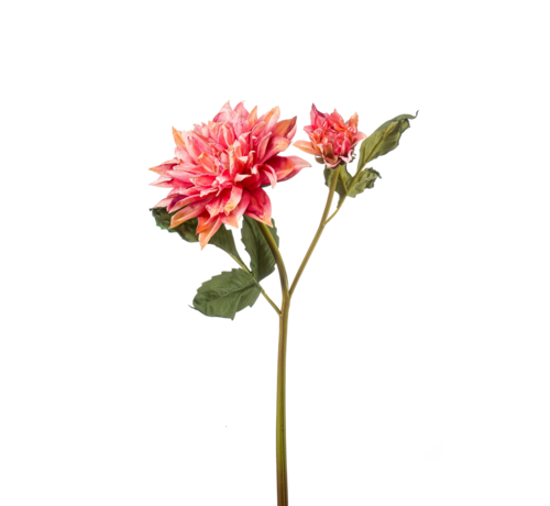 Zijden bloem "Dahlia" spray x2 dry look pink | 52 cm