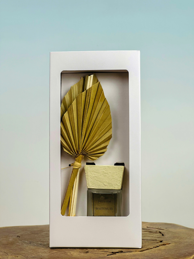 Leafy Spaces Geurstokjes "Whitemusk'' - met palmbladeren