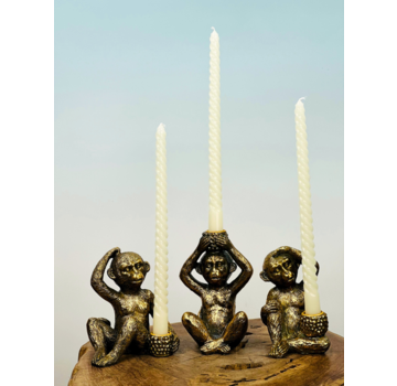 Dinnercandle holder monkey | 3 aapjes