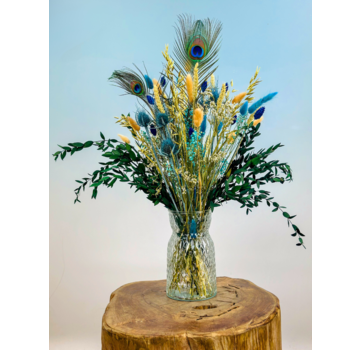 Droogbloemen boeket "Ice Queen medium" incl. vaas | 65cm