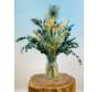 Droogbloemen boeket "Ice Queen medium" inclusief vaas | 65cm