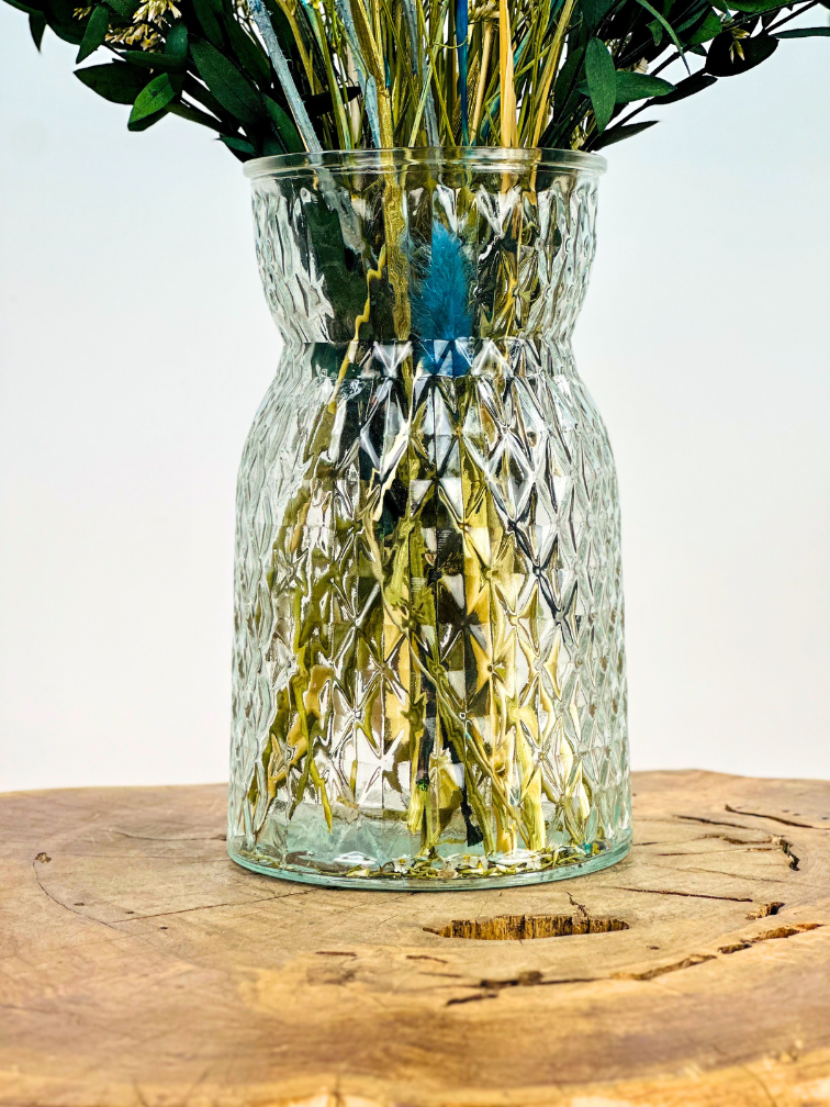 Droogbloemen boeket "Ice Queen medium" inclusief vaas | 65cm