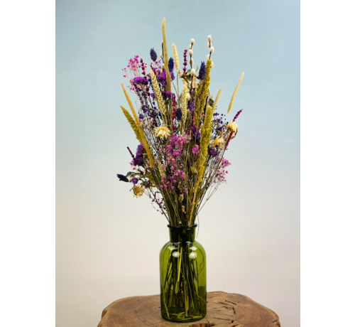 Droogbloemen boeket "Purple Fiction" | 55cm | incl. vaas