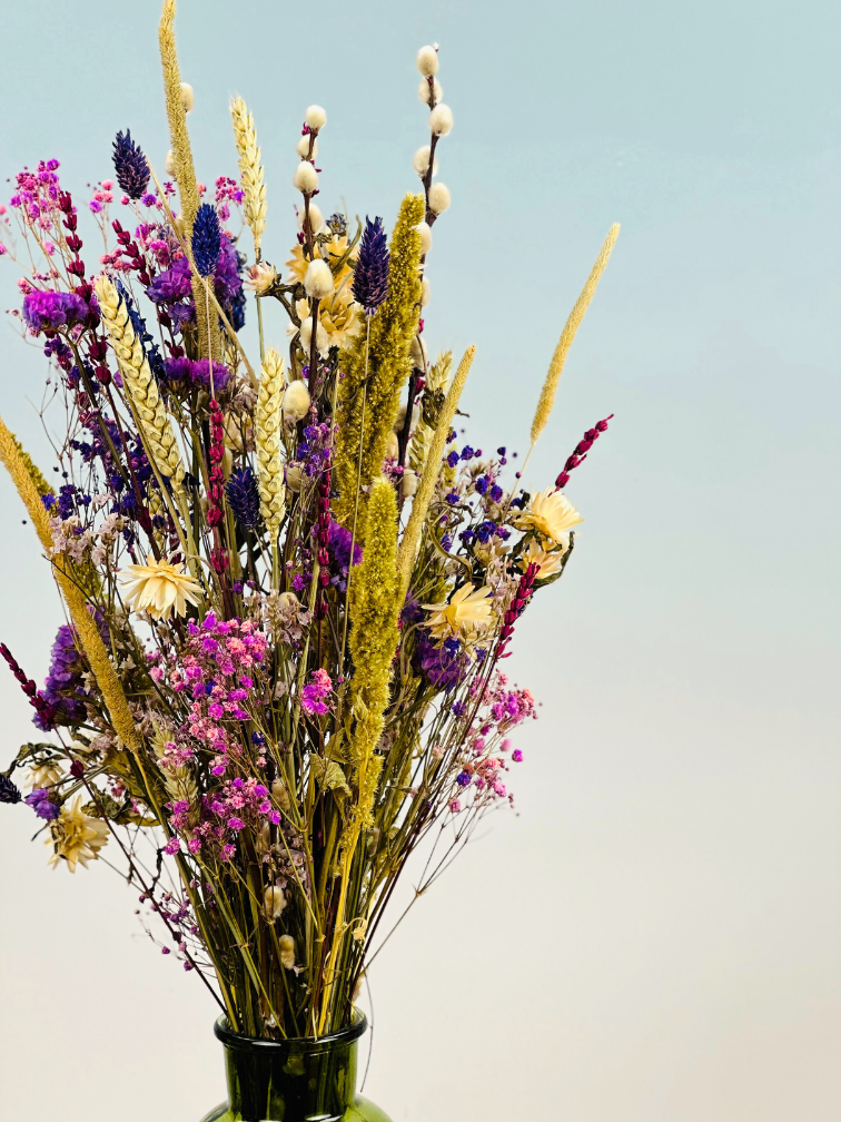 Droogbloemen boeket "Purple Fiction" | 55cm | incl. vaas