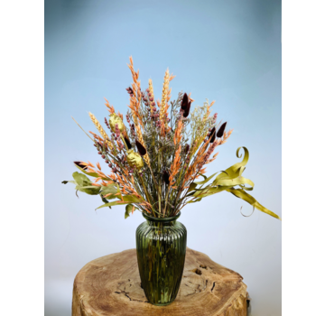 Droogboeket "Colours of the Wind" - incl. groene vaas | 50cm
