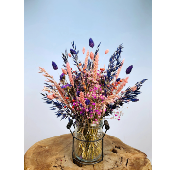Droogbloemen boeket "Pastel Carnival" | 35cm - incl. vaas