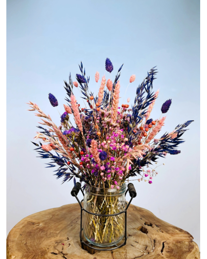 Droogboeket "Pastel Carnival" | 35cm - incl. vaas
