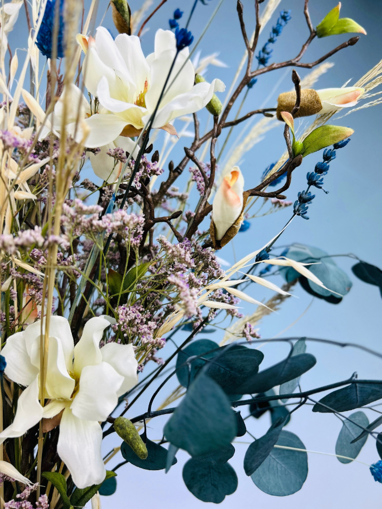 Droogbloemen boeket "Blue Bird" | 90cm