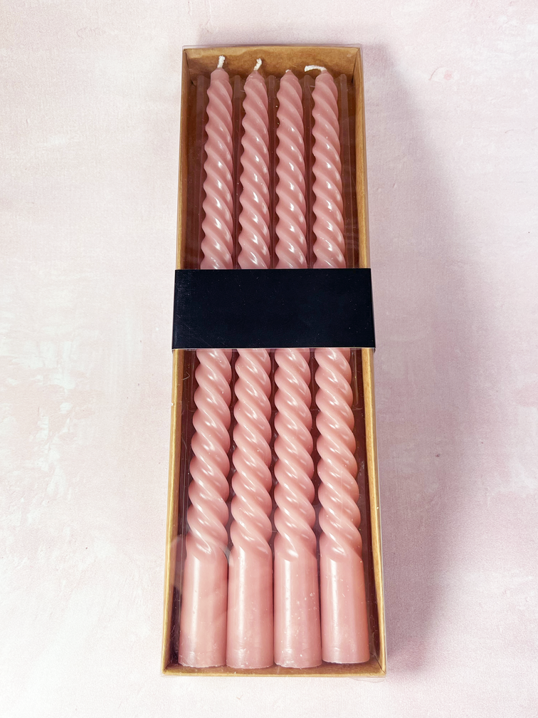 Swirl kaarsen set | 4 stuks | Roze