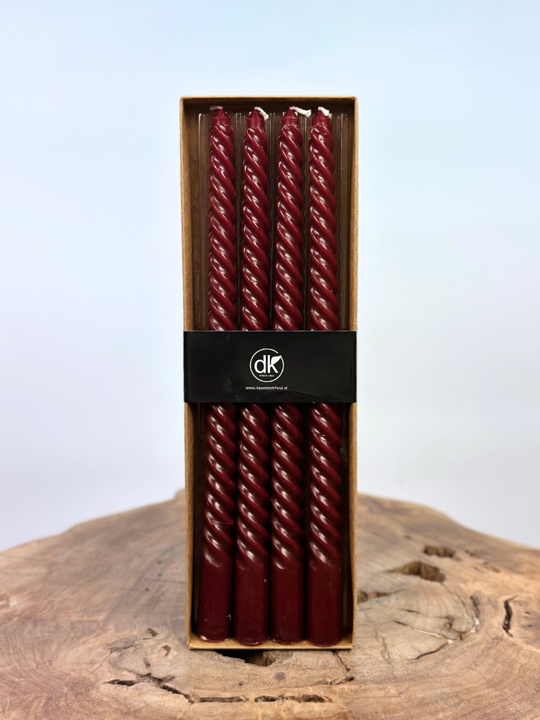 Swirl kaarsen set | 4 stuks | Bordeaux