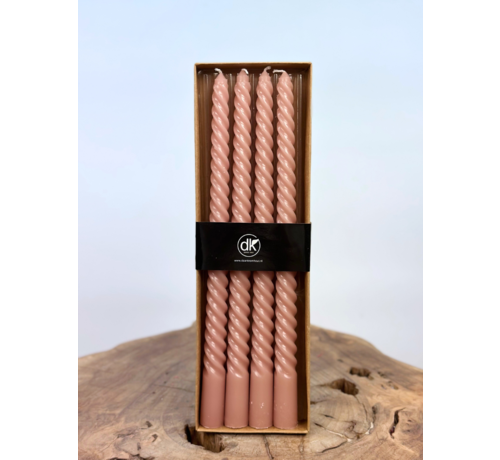 Swirl kaarsen set | 4 stuks | Roze