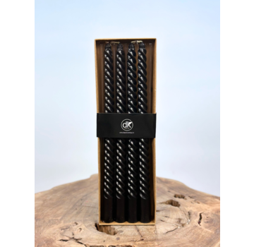 Swirl kaarsen set | 4 stuks | Zwart